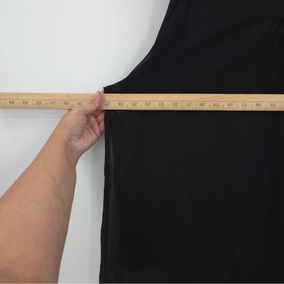 DR2 Daniel Rainn Top Womens 3X Black Chiffon Ne Neck Sash Sheer Puff Sleeves NWT - Picture 11 of 14